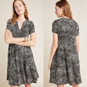 Anthropologie Maeve Sacha Tiered Tunic Dress in Black & White